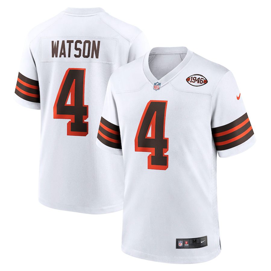 Men Cleveland Browns #4 Deshaun Watson Nike White Alternate Game NFL Jersey